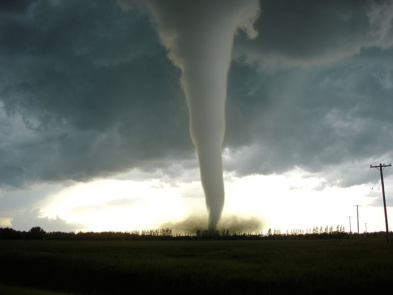 Category F5 tornado (upgraded from initial estimate of F4) viewed from the southeast as it approached Elie, Manitoba on Friday, June 22nd, 2007.