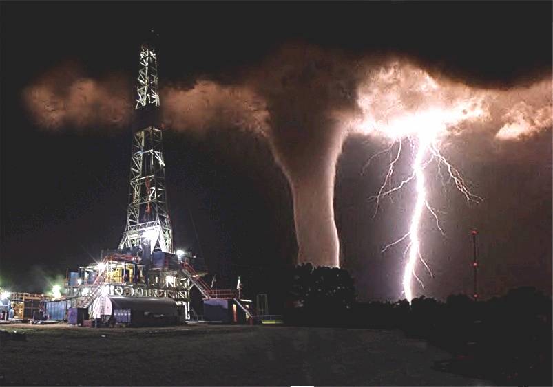 Tornado seen at an oil rig